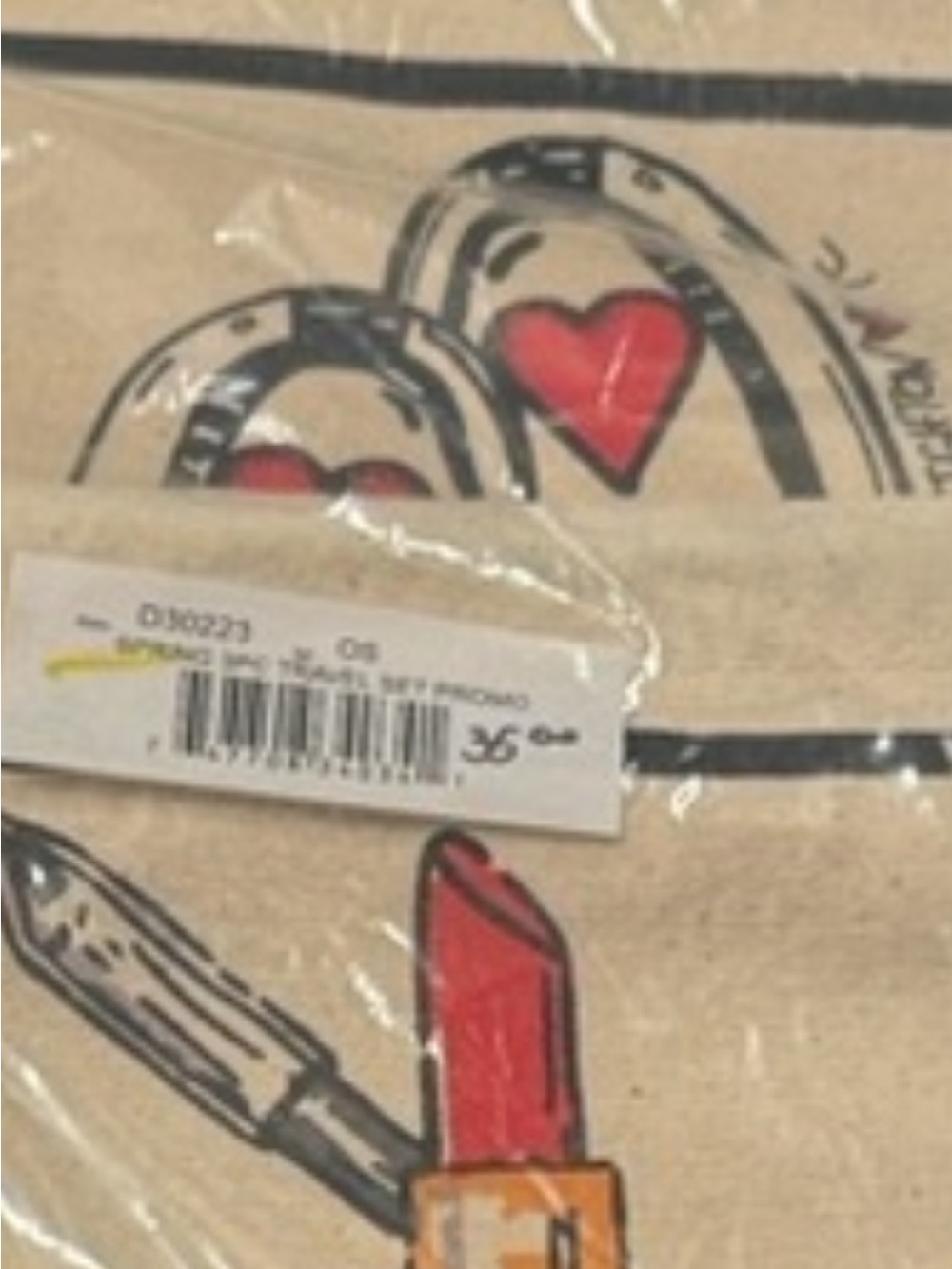 Brighton Cream Drawstring Cosmetic Bag Trio with Red Heart and Black Trim - Picture 9 of 9